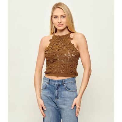 Pinko Top NYMPHAEA Cropped Fit brązowy XS Pinko Top NYMPHAEA Cropped Fit brązowy XS