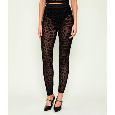 Versace Jeans Couture Legginsy TULLE FLOCK LIQUIFY Slim Fit czarny 40 Versace Jeans Couture Legginsy TULLE FLOCK LIQUIFY Slim Fit czarny 40
