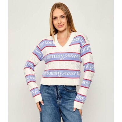 Tommy Jeans Sweter Cropped Fit ecru L Tommy Jeans Sweter Cropped Fit ecru L