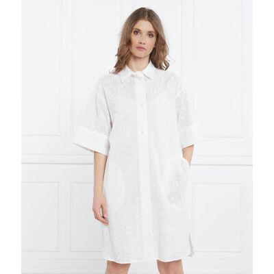Karl Lagerfeld Sukienka broderie anglaise shirtdress biały 38 Karl Lagerfeld Sukienka broderie anglaise shirtdress biały 38