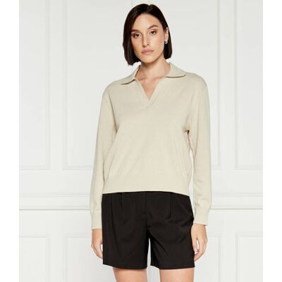 Samsøe Samsøe Sweter Sawada Regular Fit z dodatkiem lnu beżowy XS Samsøe Samsøe Sweter Sawada Regular Fit z dodatkiem lnu beżowy XS