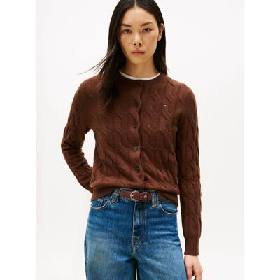 Tommy Hilfiger Wełniany kardigan Regular Fit brązowy XL Tommy Hilfiger Wełniany kardigan Regular Fit brązowy XL