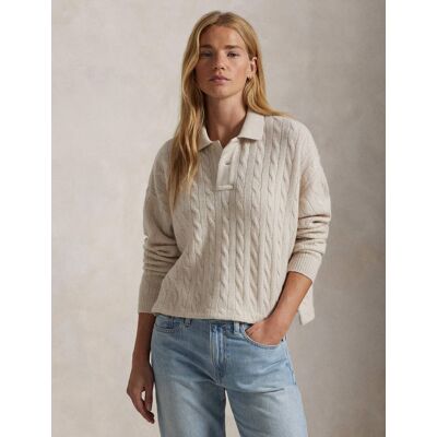 Polo Ralph Lauren Wełniany sweter Cropped Fit z dodatkiem kaszmiru beżowy XL Polo Ralph Lauren Wełniany sweter Cropped Fit z dodatkiem kaszmiru beżowy XL