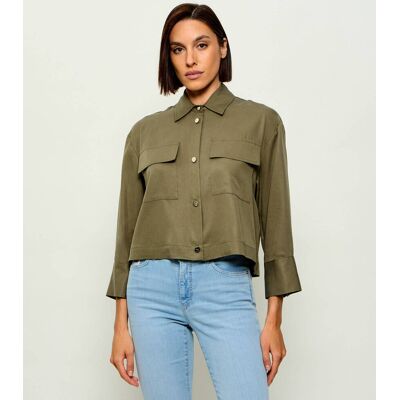 Liu Jo Koszula Cropped Fit oliwkowy 38 Liu Jo Koszula Cropped Fit oliwkowy 38