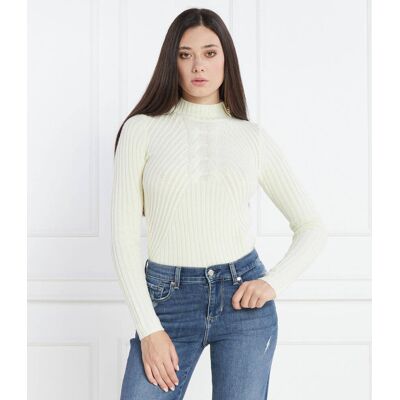Liu Jo Sweter Slim Fit z dodatkiem wełny kremowy M Liu Jo Sweter Slim Fit z dodatkiem wełny kremowy M