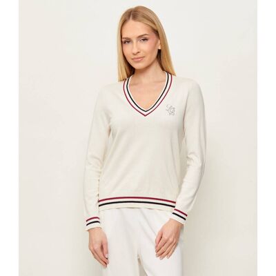 Liu Jo Sport Sweter Slim Fit kremowy S Liu Jo Sport Sweter Slim Fit kremowy S