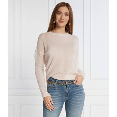 Pinko Wełniany sweter Regular Fit kremowy L Pinko Wełniany sweter Regular Fit kremowy L