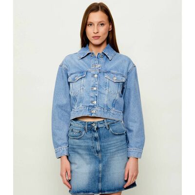 HUGO Kurtka jeansowa Galatea Cropped Fit niebieski XS HUGO Kurtka jeansowa Galatea Cropped Fit niebieski XS
