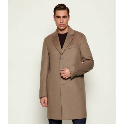 Boss BLACK Wełniany płaszcz H-Hyde-254 z dodatkiem kaszmiru beżowy 48 Boss BLACK Wełniany płaszcz H-Hyde-254 z dodatkiem kaszmiru beżowy 48