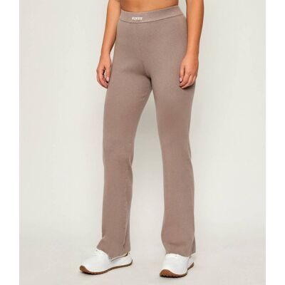 Guess ACTIVE Spodnie dzianinowe FLAMINIA flare fit z dodatkiem wełny beżowy M Guess ACTIVE Spodnie dzianinowe FLAMINIA flare fit z dodatkiem wełny beżowy M