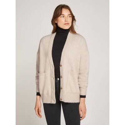 Calvin Klein Jeans Kardigan Loose fit z dodatkiem wełny beżowy S Calvin Klein Jeans Kardigan Loose fit z dodatkiem wełny beżowy S