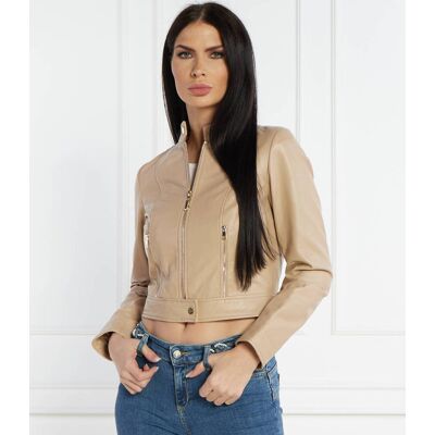 Liu Jo Skórzana kurtka Cropped Fit beżowy 42 Liu Jo Skórzana kurtka Cropped Fit beżowy 42