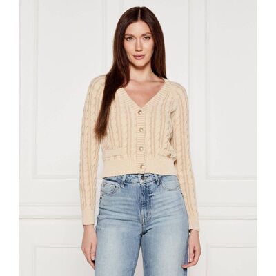 Guess Kardigan GISELLE Cropped Fit beżowy M Guess Kardigan GISELLE Cropped Fit beżowy M