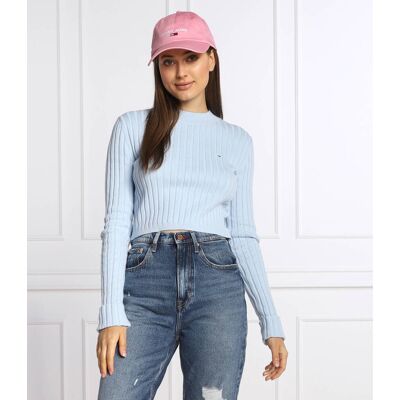 Tommy Jeans Sweter Cropped Fit błękitny XL Tommy Jeans Sweter Cropped Fit błękitny XL