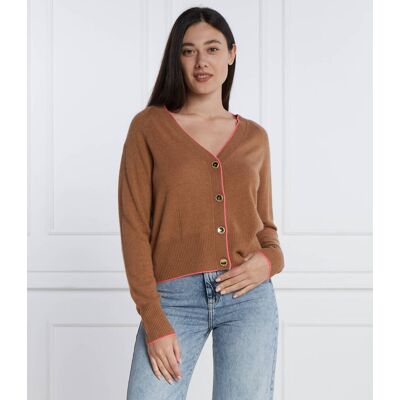 Pinko Wełniany kardigan Regular Fit z dodatkiem kaszmiru brązowy XS Pinko Wełniany kardigan Regular Fit z dodatkiem kaszmiru brązowy XS
