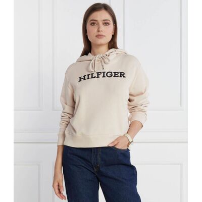 Tommy Hilfiger Bluza REG MONOTYPE EMB HOODIE Regular Fit beżowy S Tommy Hilfiger Bluza REG MONOTYPE EMB HOODIE Regular Fit beżowy S