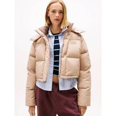 Tommy Jeans Puchowa kurtka ALASKA GRID Cropped Fit beżowy M Tommy Jeans Puchowa kurtka ALASKA GRID Cropped Fit beżowy M