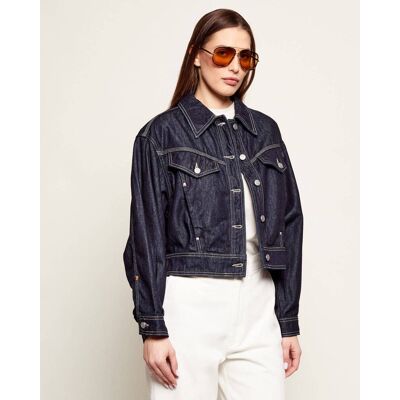 Boss ORANGE Jeansowa kurtka C_TRUCKER 1.0 Cropped Fit granatowy S Boss ORANGE Jeansowa kurtka C_TRUCKER 1.0 Cropped Fit granatowy S