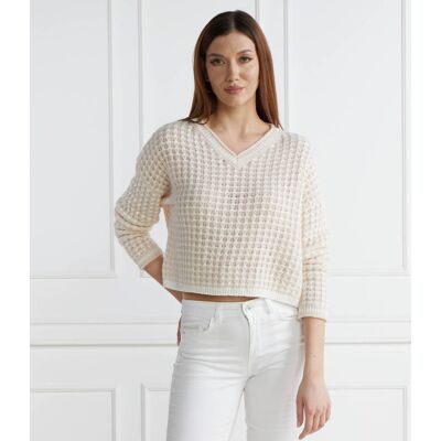Marc Cain Sweter Regular Fit z dodatkiem wełny beżowy 38 Marc Cain Sweter Regular Fit z dodatkiem wełny beżowy 38