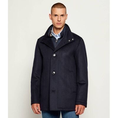 Boss BLACK Wełniany płaszcz H-Coxtan-234 z dodatkiem kaszmiru granatowy 48 Boss BLACK Wełniany płaszcz H-Coxtan-234 z dodatkiem kaszmiru granatowy 48