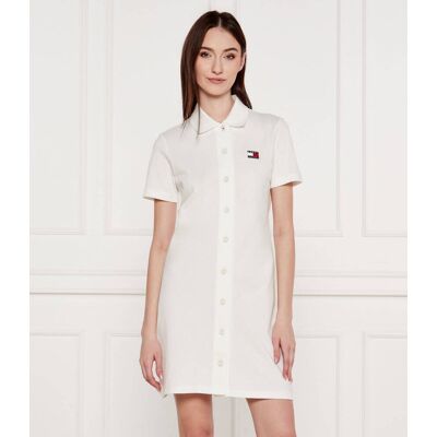 Tommy Jeans Sukienka BADGE pique ecru M Tommy Jeans Sukienka BADGE pique ecru M