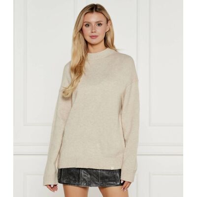 Calvin Klein Jeans Sweter Loose fit z dodatkiem wełny beżowy XL Calvin Klein Jeans Sweter Loose fit z dodatkiem wełny beżowy XL