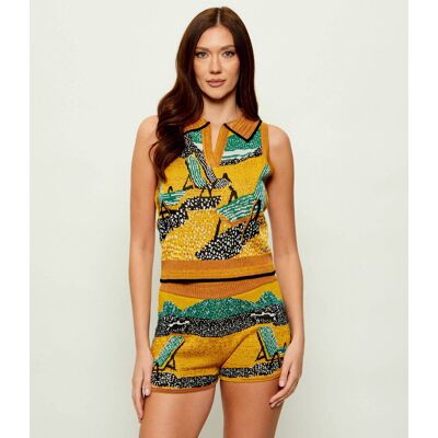 Desigual Top Regular Fit musztardowy L Desigual Top Regular Fit musztardowy L