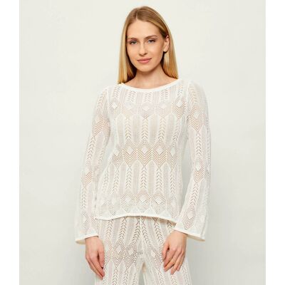 Liu Jo Sweter + halka Regular Fit ecru XL Liu Jo Sweter + halka Regular Fit ecru XL