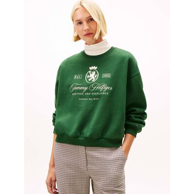 Tommy Hilfiger Bluza VARSITY Loose fit butelkowa zieleń S Tommy Hilfiger Bluza VARSITY Loose fit butelkowa zieleń S