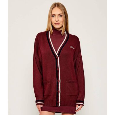 Guess ACTIVE Kardigan SABINA Oversize fit z dodatkiem wełny bordowy XL Guess ACTIVE Kardigan SABINA Oversize fit z dodatkiem wełny bordowy XL