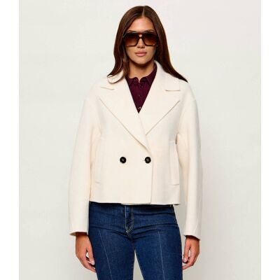 Marc Cain Wełniana kurtka Relaxed fit ecru 36 Marc Cain Wełniana kurtka Relaxed fit ecru 36
