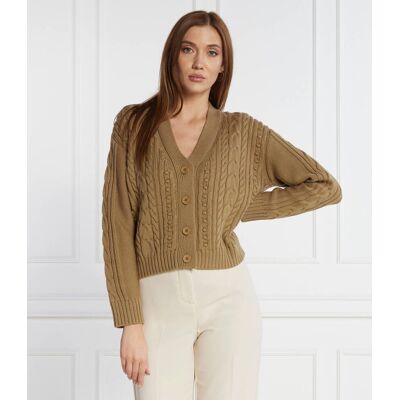 MM Wełniany kardigan Regular Fit brązowy XL MM Wełniany kardigan Regular Fit brązowy XL