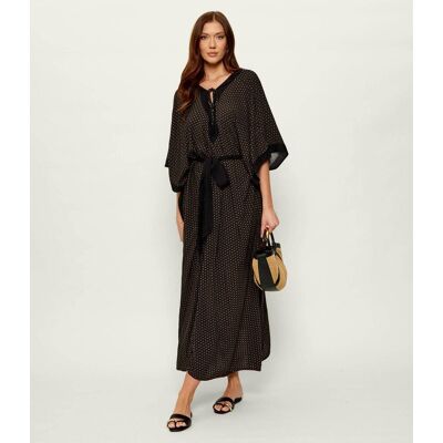 Boss BLACK Sukienka Monogram_Kaftan czarny M Boss BLACK Sukienka Monogram_Kaftan czarny M