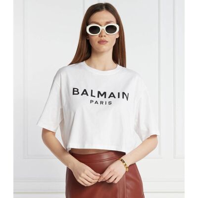 Balmain T-shirt CROPPED Regular Fit biały L Balmain T-shirt CROPPED Regular Fit biały L