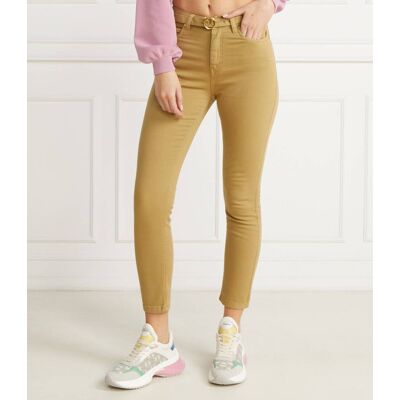 Pinko Spodnie z paskiem SUSAN Skinny fit denim musztardowy 28 Pinko Spodnie z paskiem SUSAN Skinny fit denim musztardowy 28