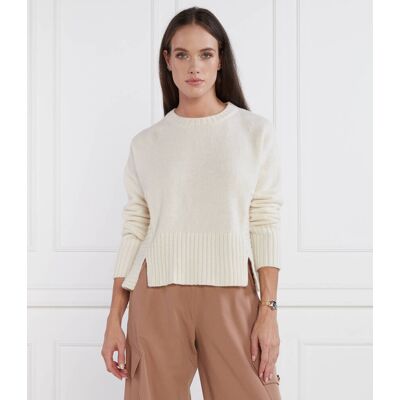 Pinko Wełniany sweter Regular Fit z dodatkiem kaszmiru ecru XS Pinko Wełniany sweter Regular Fit z dodatkiem kaszmiru ecru XS