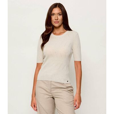 Marc Cain Wełniany sweter Slim Fit beżowy 38 Marc Cain Wełniany sweter Slim Fit beżowy 38