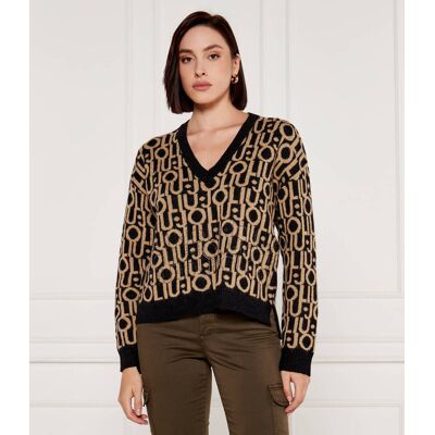Liu Jo Wełniany sweter Relaxed fit beżowy M Liu Jo Wełniany sweter Relaxed fit beżowy M