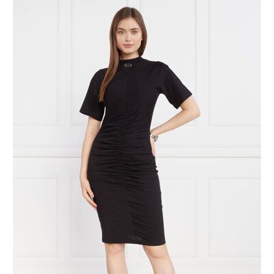 Karl Lagerfeld Sukienka ruched t-shirt czarny XS Karl Lagerfeld Sukienka ruched t-shirt czarny XS