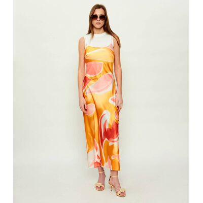 Desigual Satynowa sukienka 2w1 WAVE pomarańczowy XL Desigual Satynowa sukienka 2w1 WAVE pomarańczowy XL