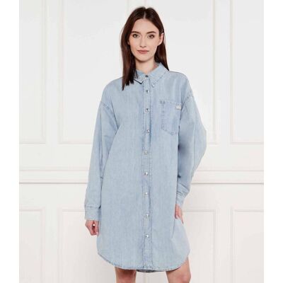 Calvin Klein Jeans Jeansowa sukienka z dodatkiem lnu błękitny S Calvin Klein Jeans Jeansowa sukienka z dodatkiem lnu błękitny S
