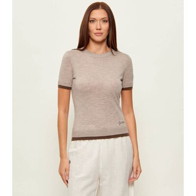 Guess Wełniany sweter STORMI Slim Fit beżowy XS Guess Wełniany sweter STORMI Slim Fit beżowy XS