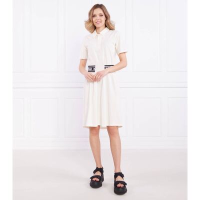 Karl Lagerfeld Sukienka pique kremowy XS Karl Lagerfeld Sukienka pique kremowy XS