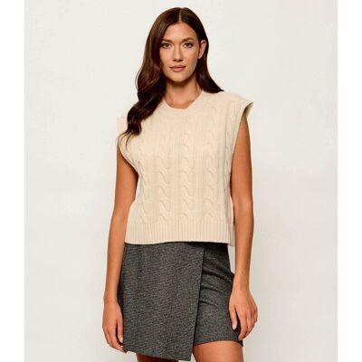 Weekend MaxMara Wełniana kamizelka Vkdclown Relaxed fit beżowy L Weekend MaxMara Wełniana kamizelka Vkdclown Relaxed fit beżowy L