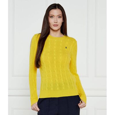 Polo Ralph Lauren Wełniany sweter JULIANNA Slim Fit z dodatkiem kaszmiru żółty XS Polo Ralph Lauren Wełniany sweter JULIANNA Slim Fit z dodatkiem kaszmiru żółty XS