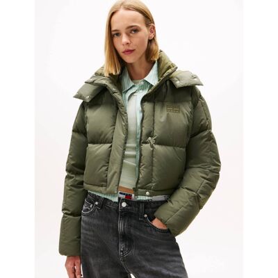 Tommy Jeans Puchowa kurtka ALASKA GRID Cropped Fit zielony M Tommy Jeans Puchowa kurtka ALASKA GRID Cropped Fit zielony M