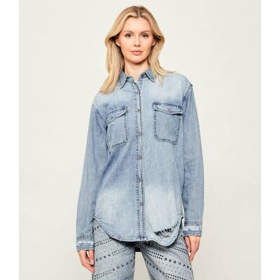 One Teaspoon Jeansowa koszula 25TH BIRTHDAY EVERYDAY Oversize fit błękitny XS One Teaspoon Jeansowa koszula 25TH BIRTHDAY EVERYDAY Oversize fit błękitny XS