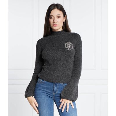 Liu Jo Sweter Regular Fit z dodatkiem wełny grafitowy XL Liu Jo Sweter Regular Fit z dodatkiem wełny grafitowy XL