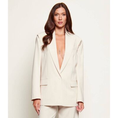 Patrizia Pepe Marynarka Oversize fit ecru 38 Patrizia Pepe Marynarka Oversize fit ecru 38