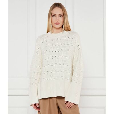 Samsøe Samsøe Sweter Relaxed fit z dodatkiem lnu kremowy XXS Samsøe Samsøe Sweter Relaxed fit z dodatkiem lnu kremowy XXS